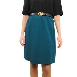 Vintage Norton McNaughton Teal Blue High Rise A-Line Skirt Pencil Size 8 28"